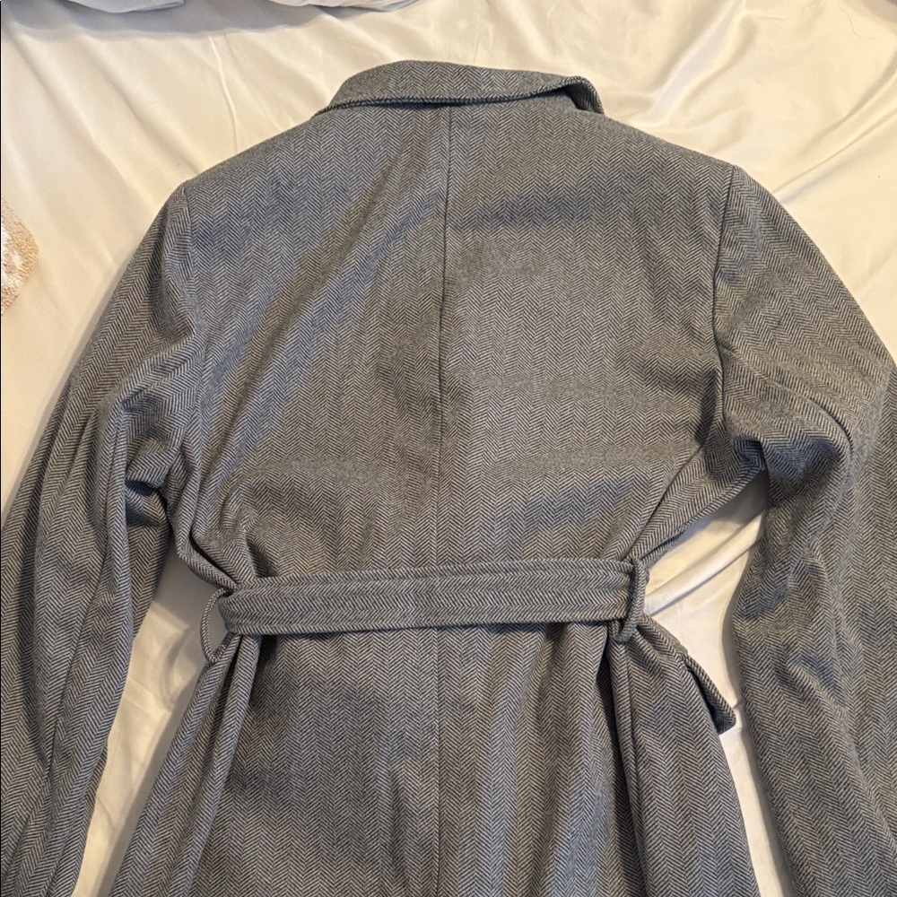 Gray Long Double-Breasted Coat - image 3